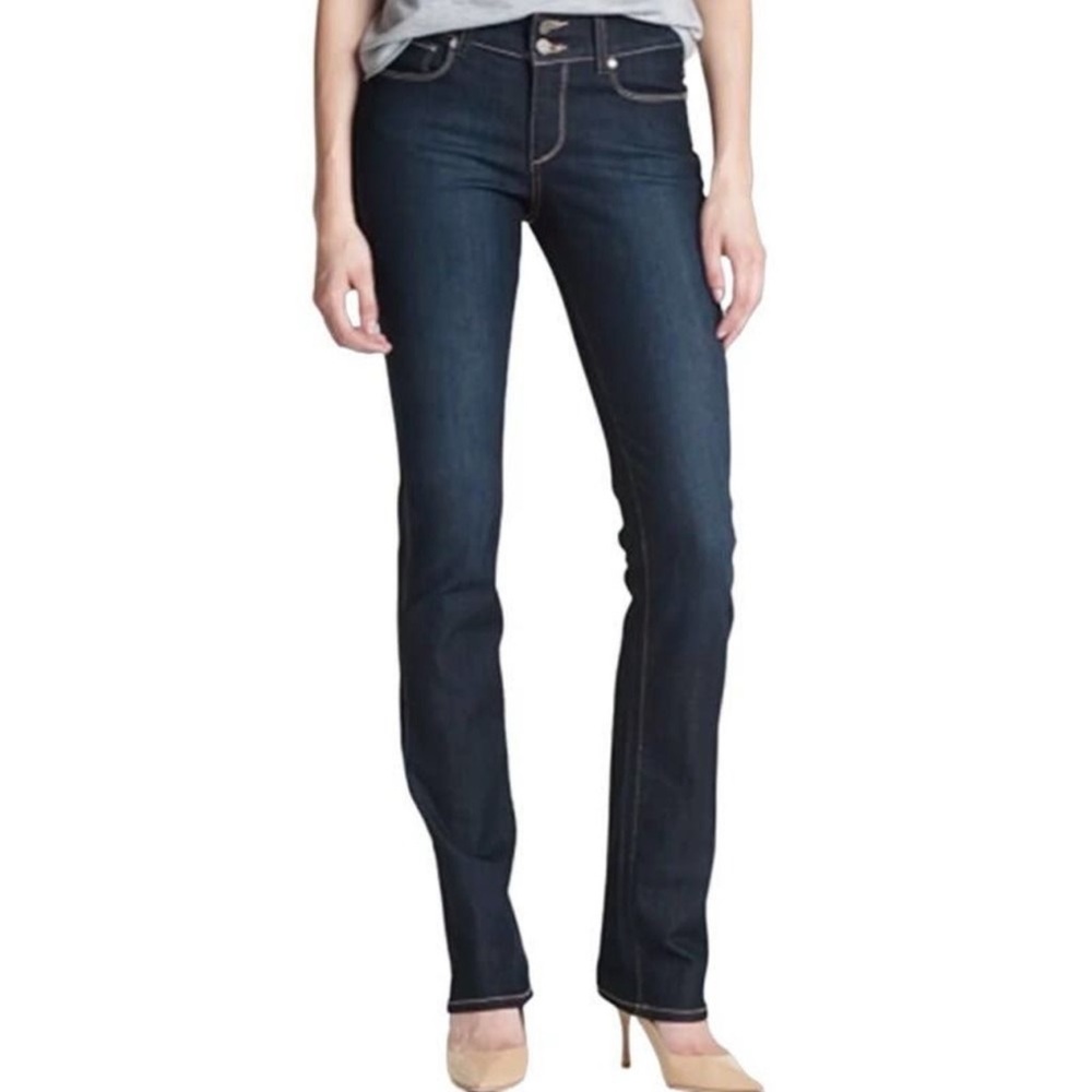PAIGE Denim Womens Hidden Hills Straight Jeans Size 26 Dark Wash Grunge